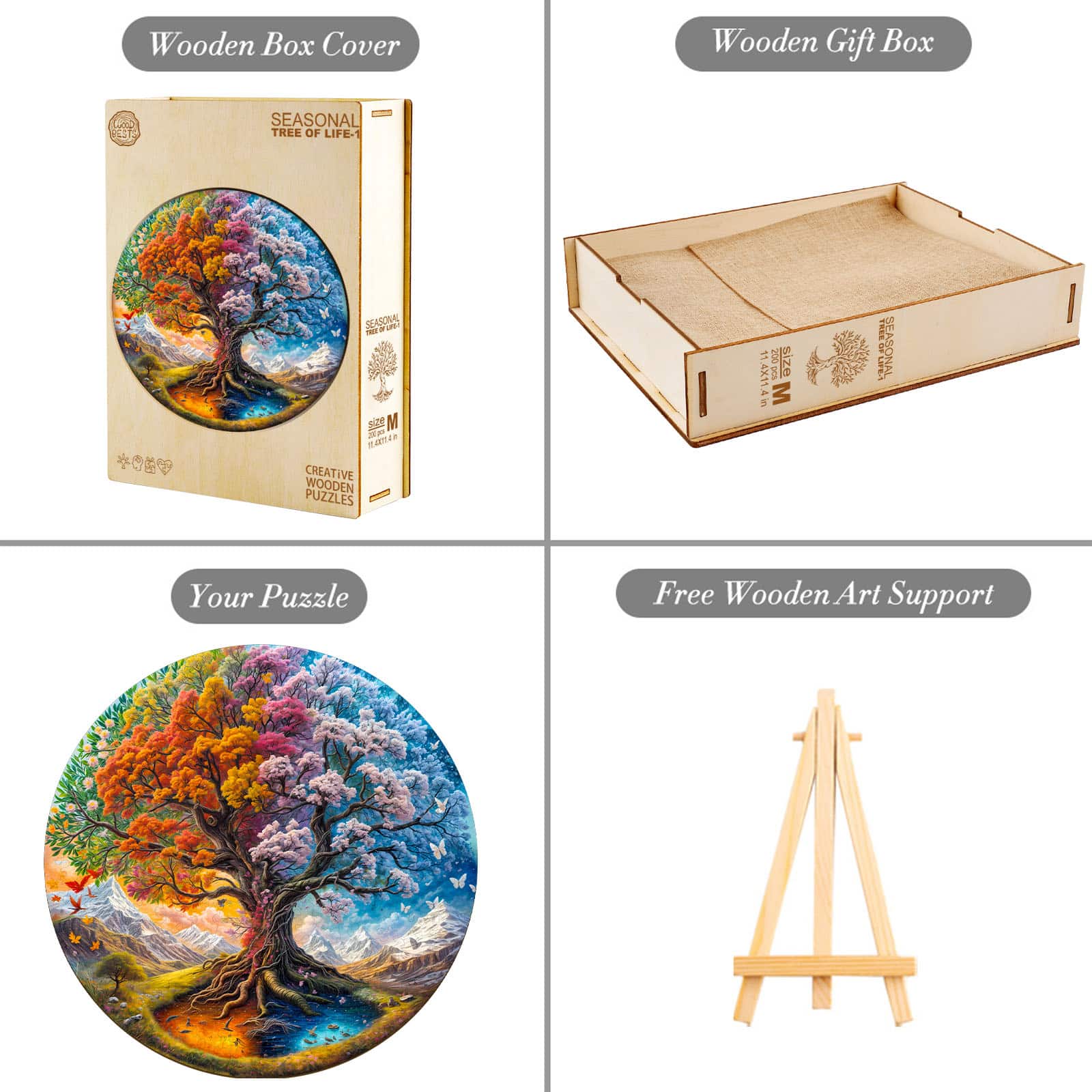 Wooden Jigsaw Puzzle-Seasonal Tree of Life - Image 4