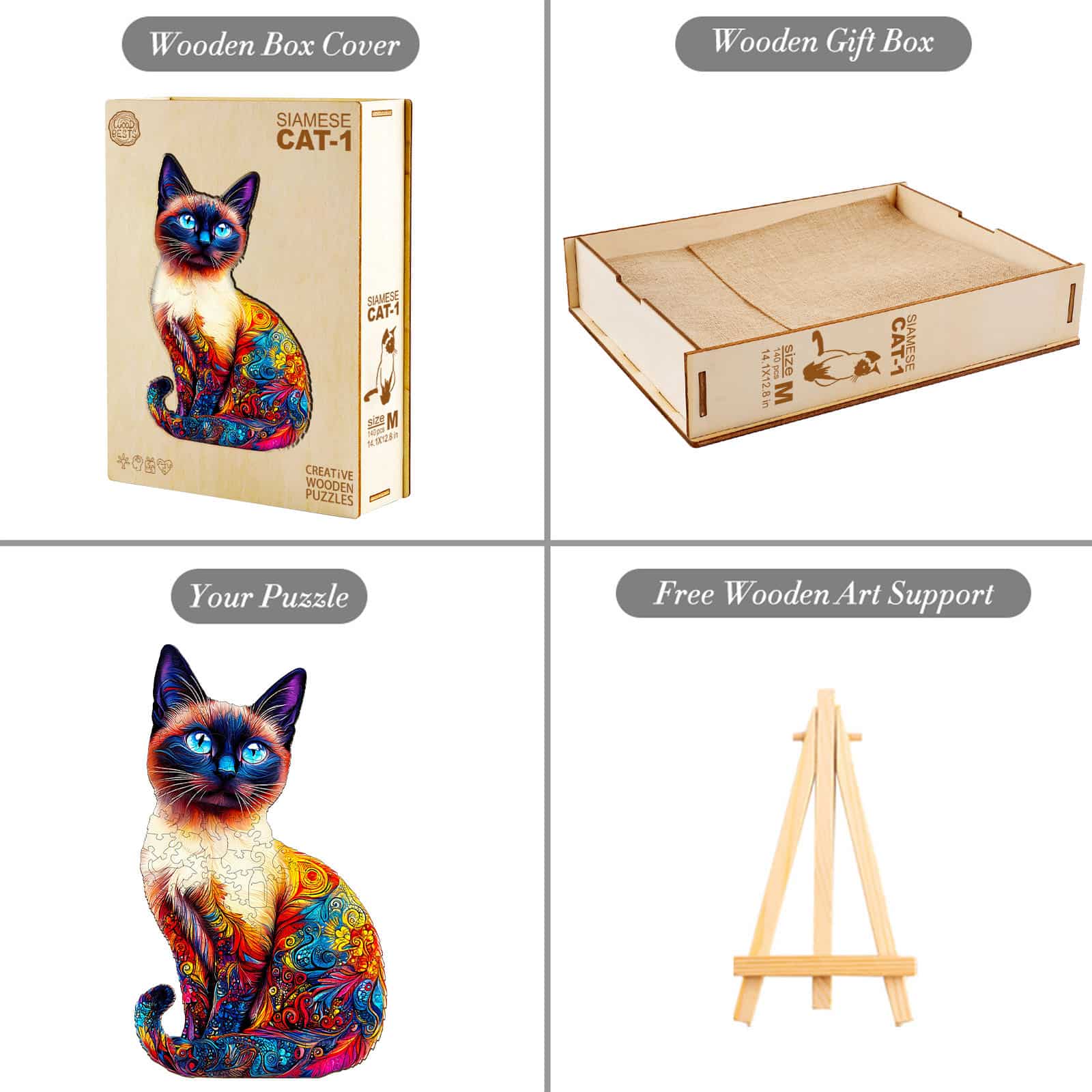 Wooden Jigsaw Puzzle-Siamese Cat - Image 4