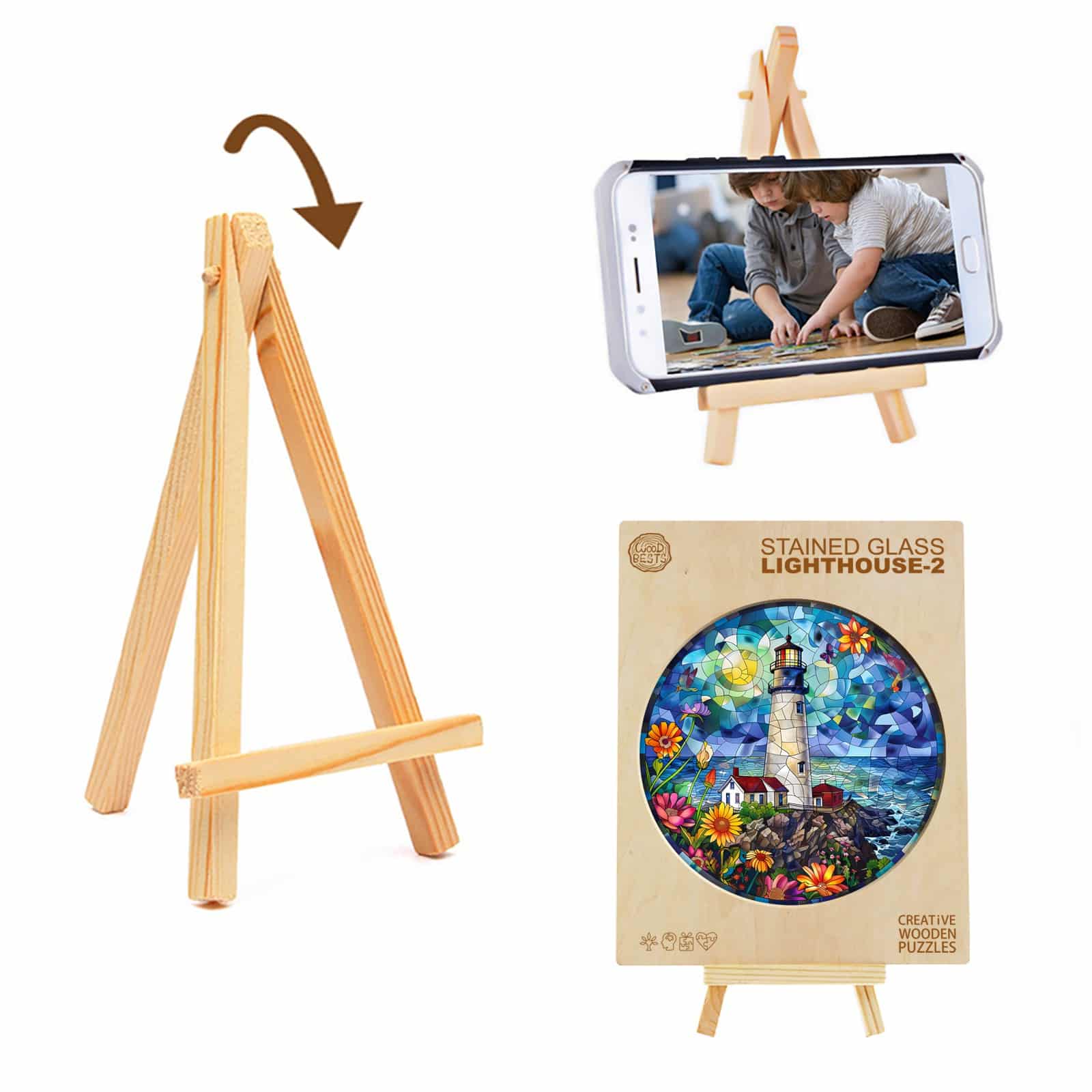 Wooden Jigsaw Puzzle-Stained Glass Lighthouse 2 - Image 6