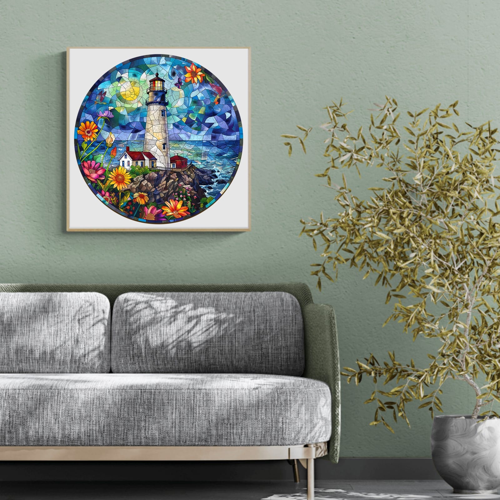 Wooden Jigsaw Puzzle-Stained Glass Lighthouse 2 - Image 7