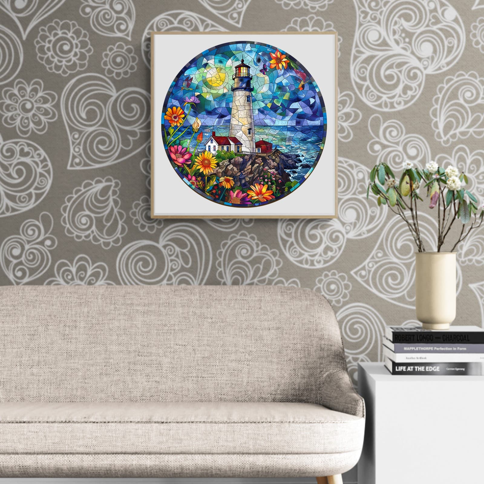 Wooden Jigsaw Puzzle-Stained Glass Lighthouse 2 - Image 8