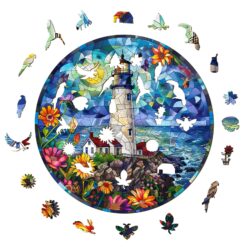 Alternative view of Wooden Jigsaw Puzzle-Stained Glass Lighthouse 2