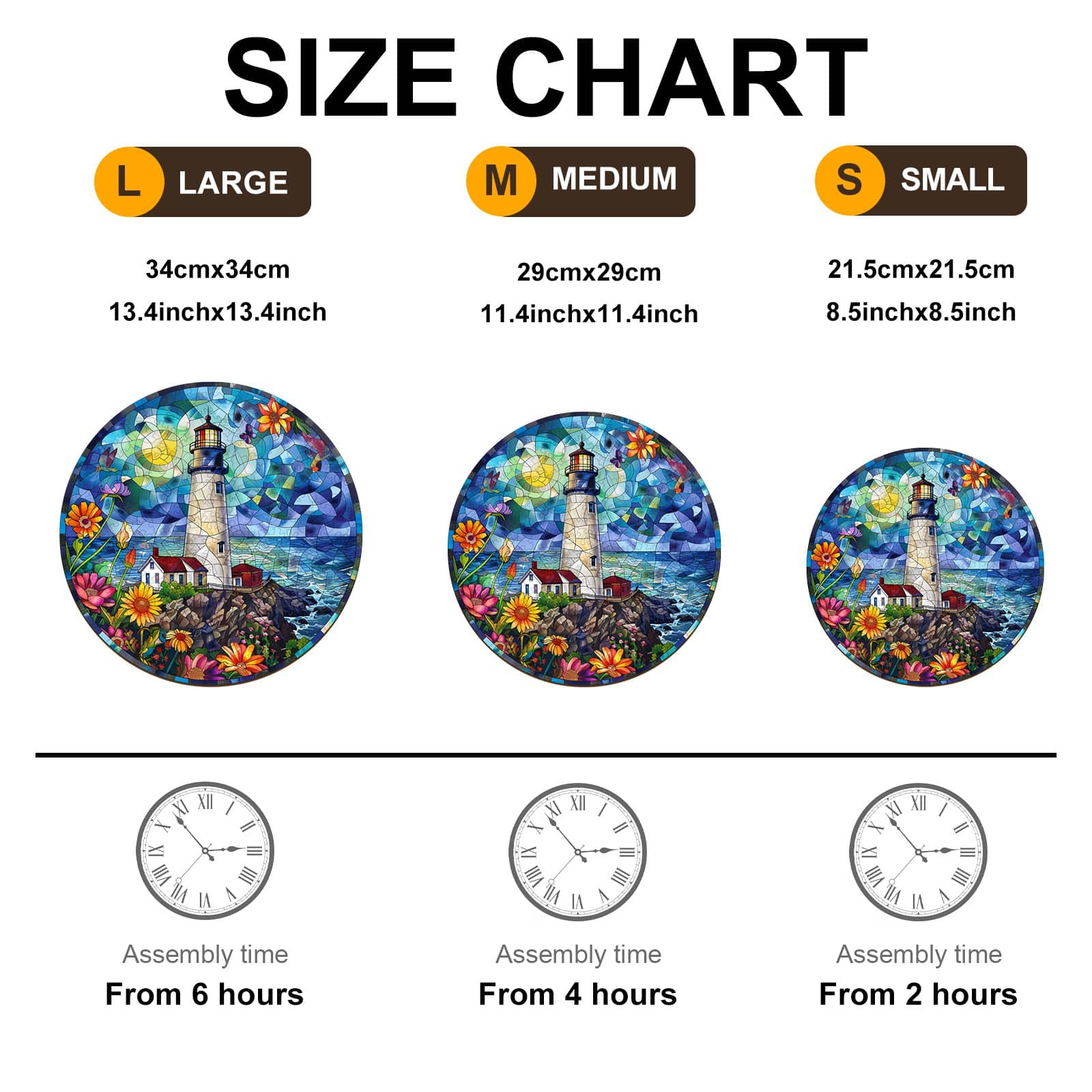 Wooden Jigsaw Puzzle-Stained Glass Lighthouse 2 - Image 3