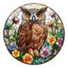 Wooden Jigsaw Puzzle-Stained Glass Owl