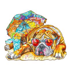 Wooden Jigsaw Puzzle-Summer Bulldog 2