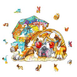 Alternative view of Wooden Jigsaw Puzzle-Summer Bulldog 2