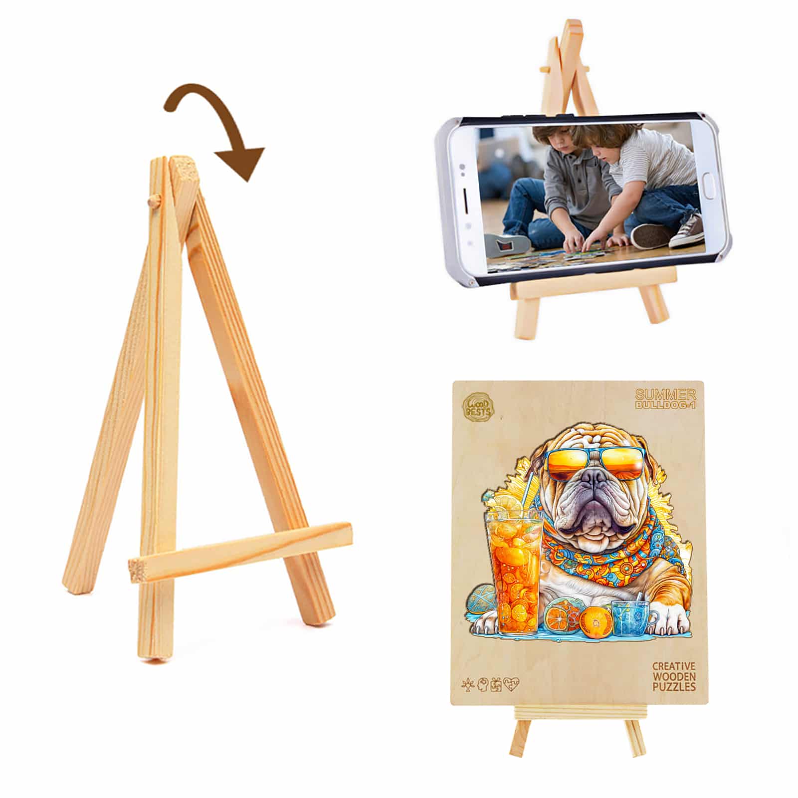 Wooden Jigsaw Puzzle-Summer Bulldog - Image 6