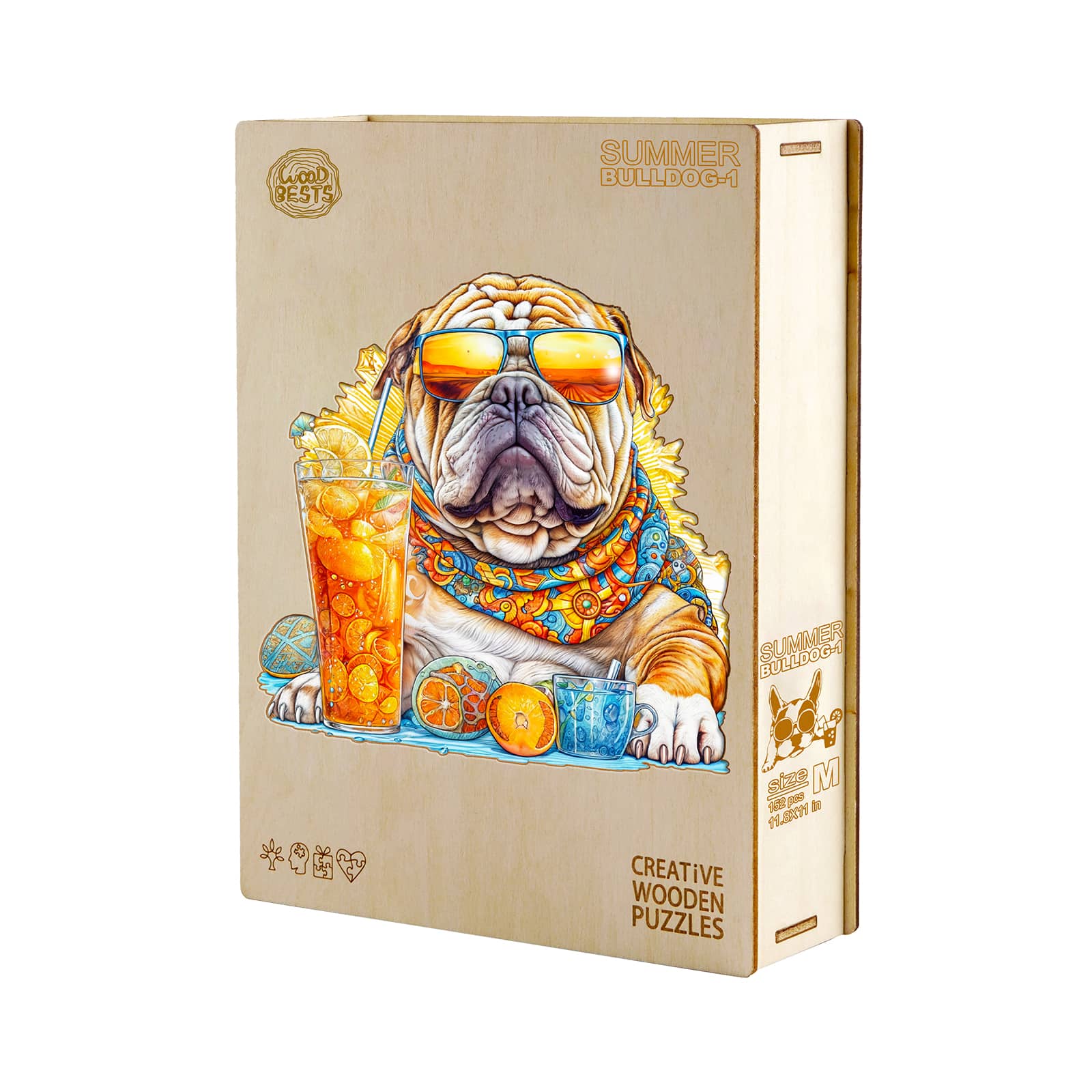 Wooden Jigsaw Puzzle-Summer Bulldog - Image 5