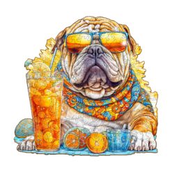 Wooden Jigsaw Puzzle-Summer Bulldog