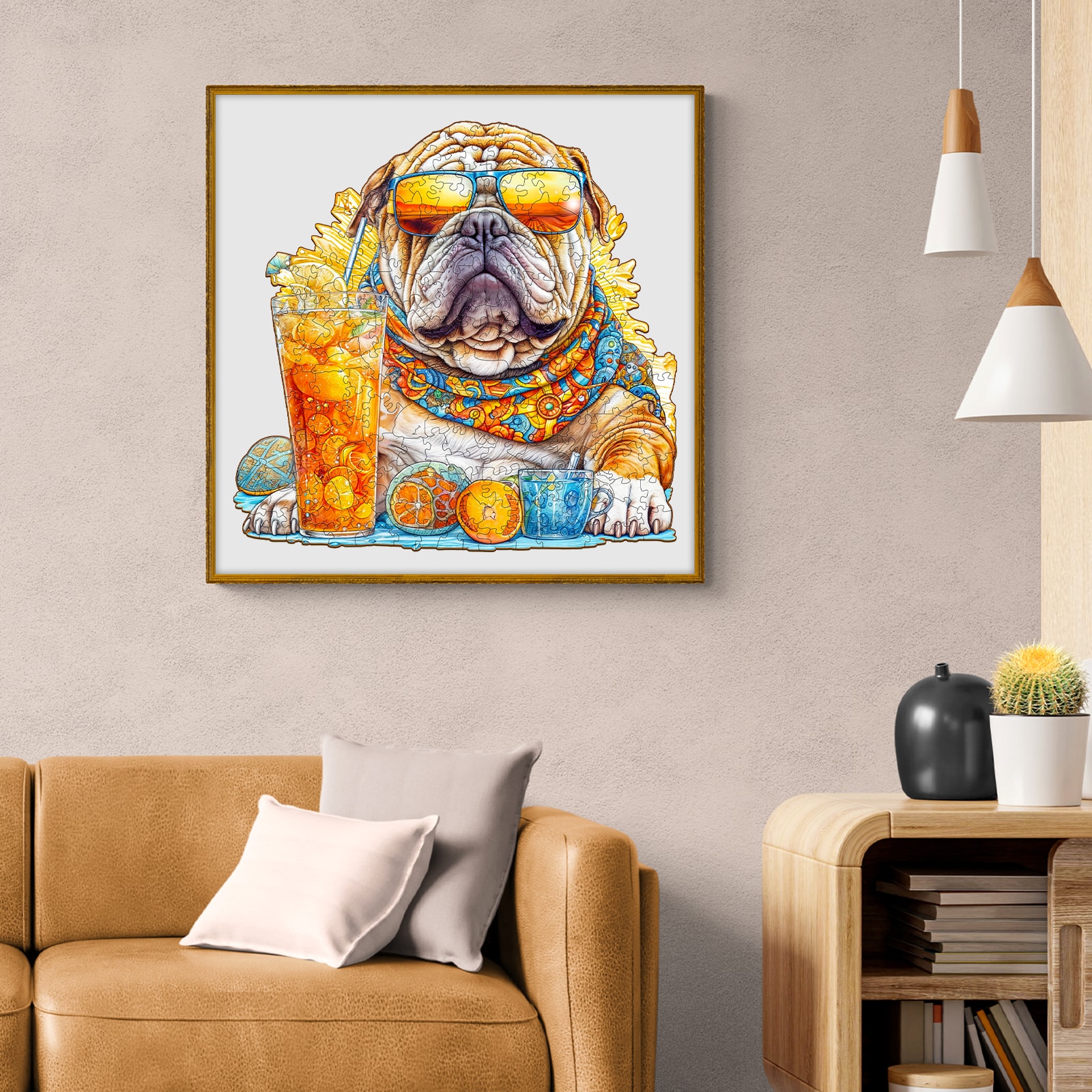 Wooden Jigsaw Puzzle-Summer Bulldog - Image 8