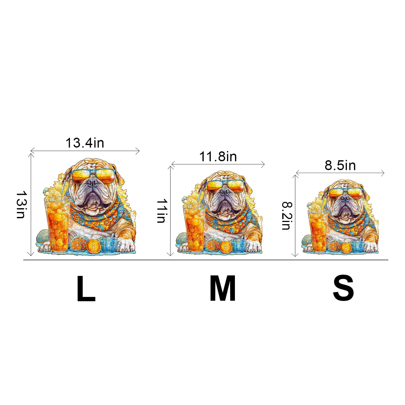 Wooden Jigsaw Puzzle-Summer Bulldog - Image 3