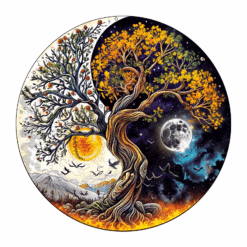 Wooden Jigsaw Puzzle-Sun and Moon Tree of Life