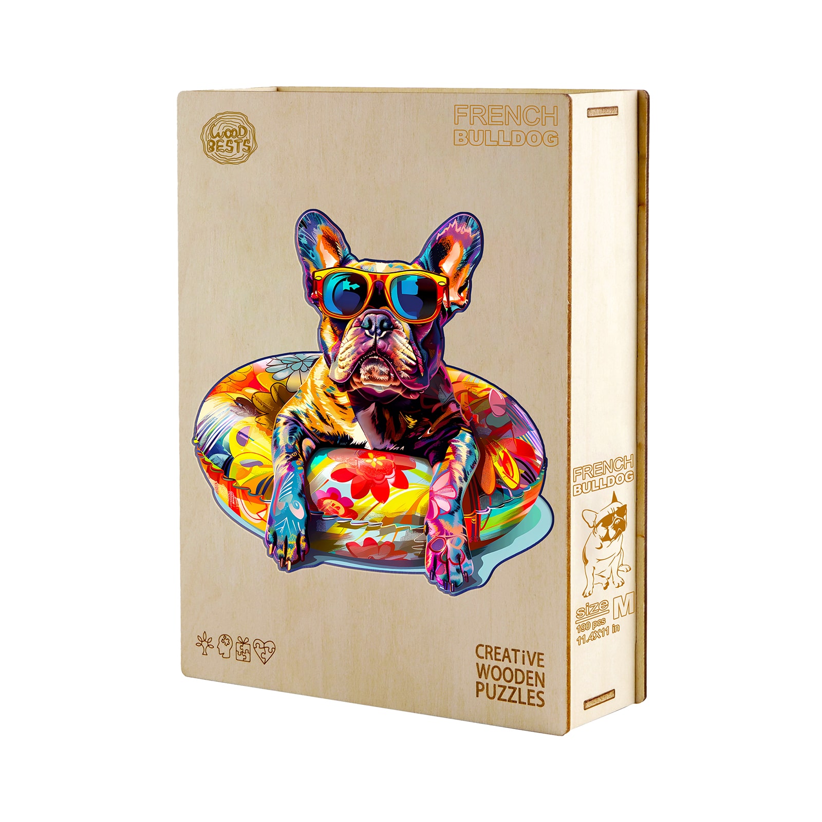 Wooden Jigsaw Puzzle-Swimming French Bulldog - Image 5