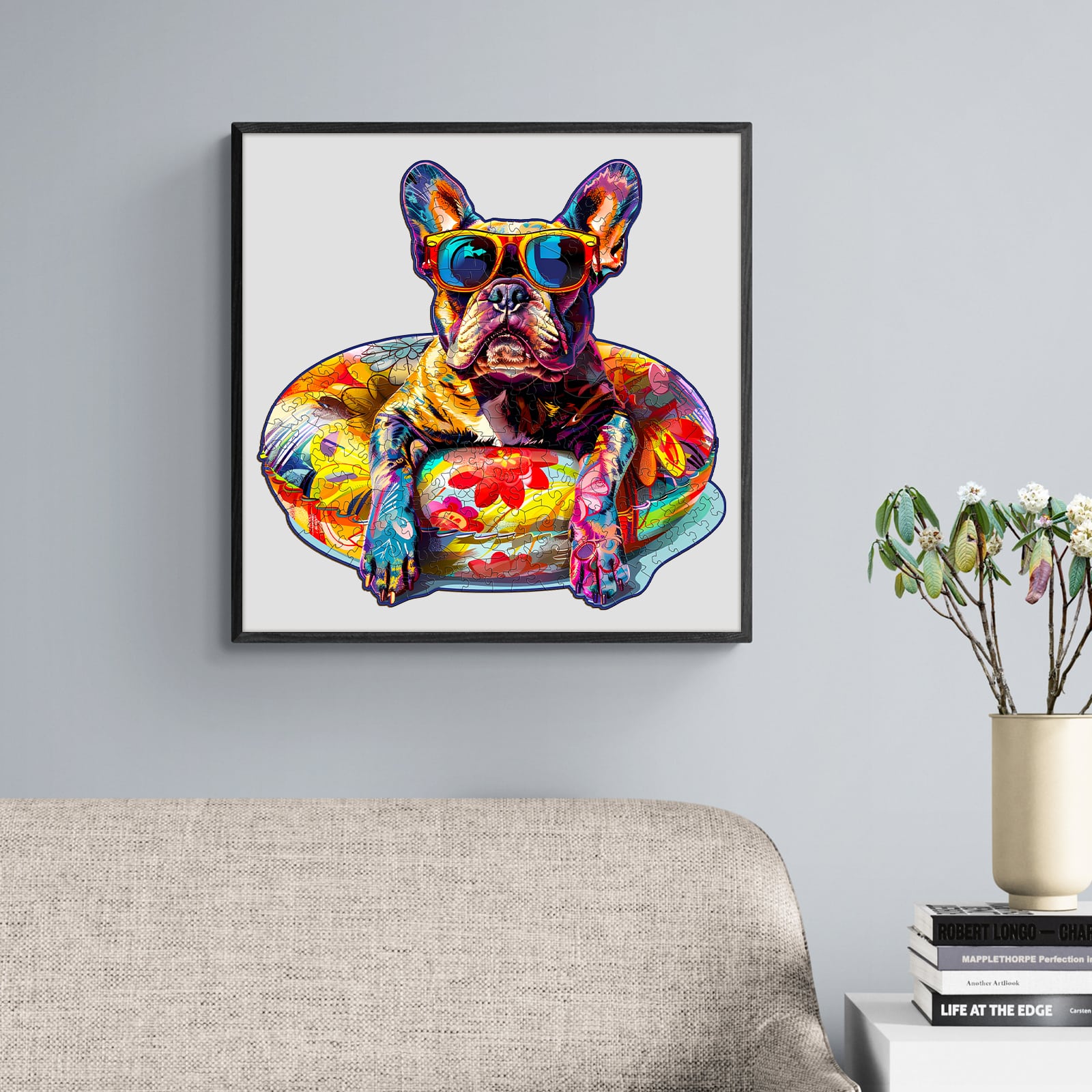 Wooden Jigsaw Puzzle-Swimming French Bulldog - Image 8