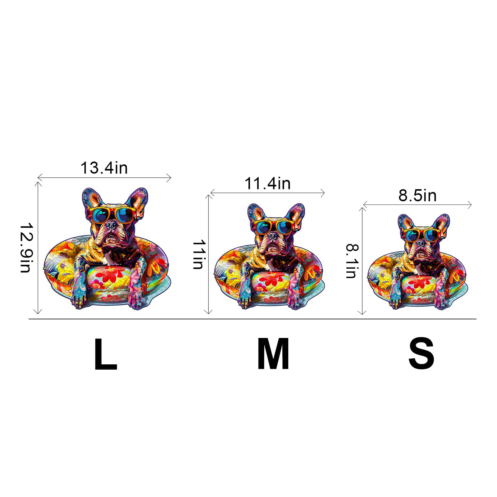 Wooden Jigsaw Puzzle-Swimming French Bulldog - Image 3