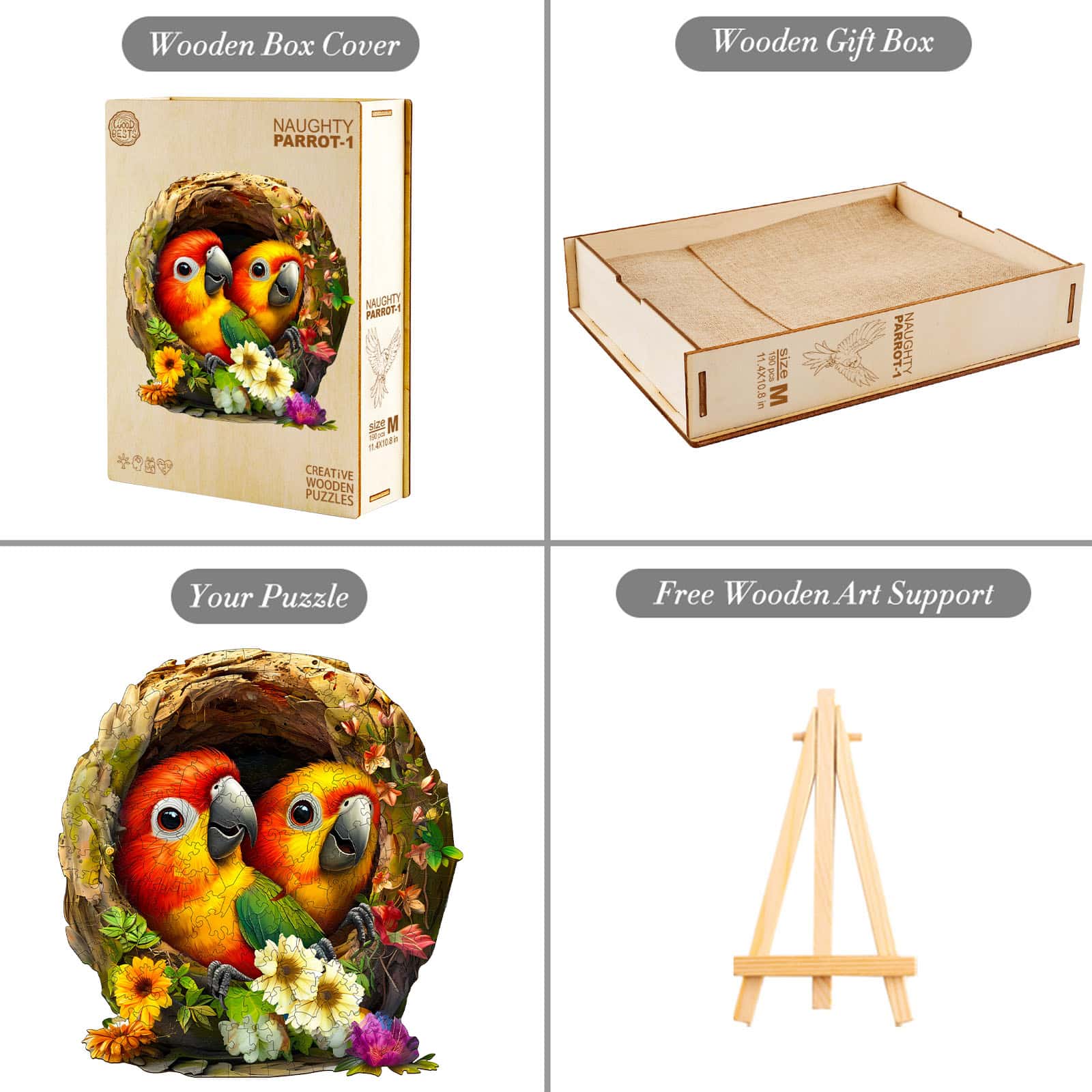 Naughty Parrot 2-Wooden Jigsaw Puzzle - Image 6