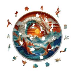 Alternative view of Wooden Jigsaw Puzzle-3D Colorful Dragon