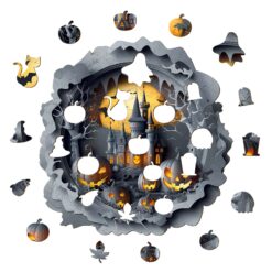 Alternative view of Wooden Jigsaw Puzzle-3D Halloween Castle