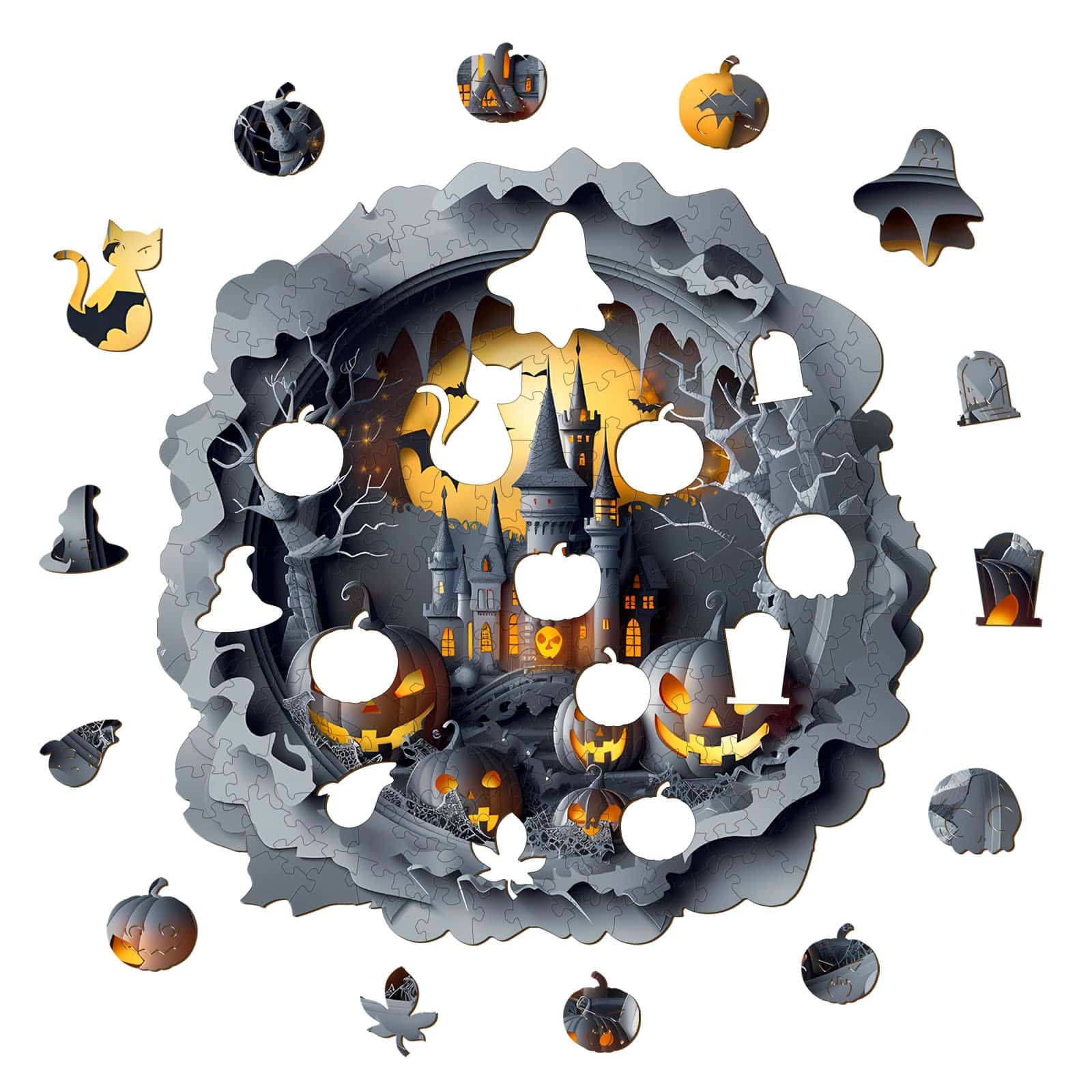 Wooden Jigsaw Puzzle-3D Halloween Castle - Image 2