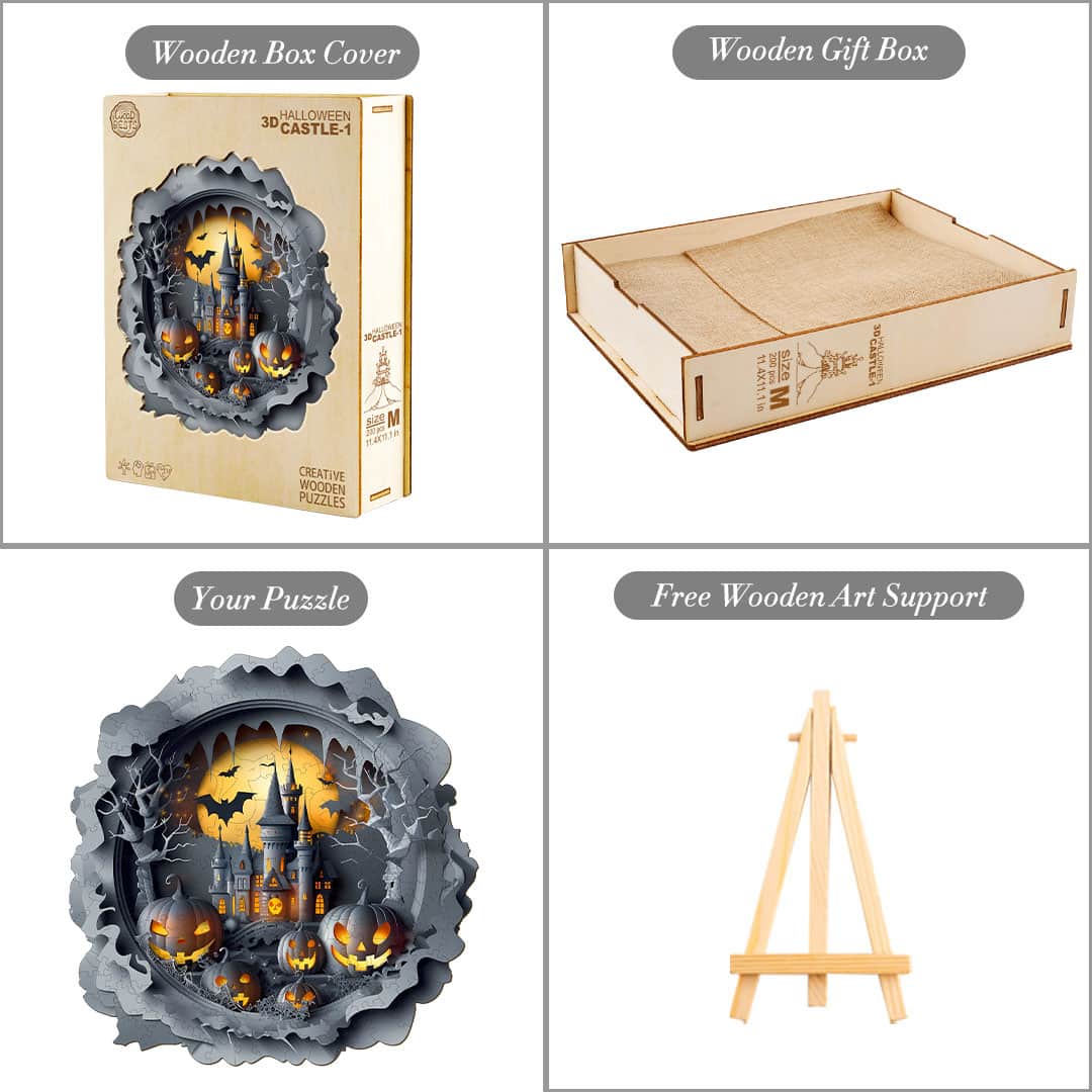 Wooden Jigsaw Puzzle-3D Halloween Castle - Image 7