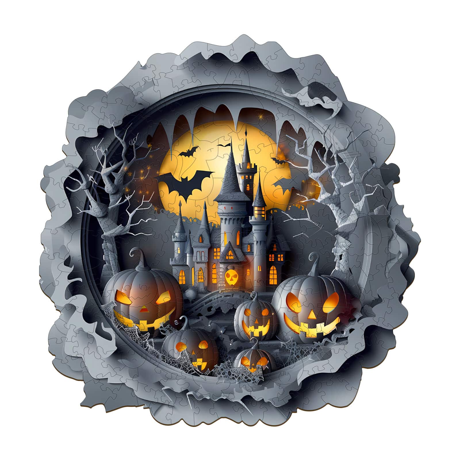 Wooden Jigsaw Puzzle-3D Halloween Castle