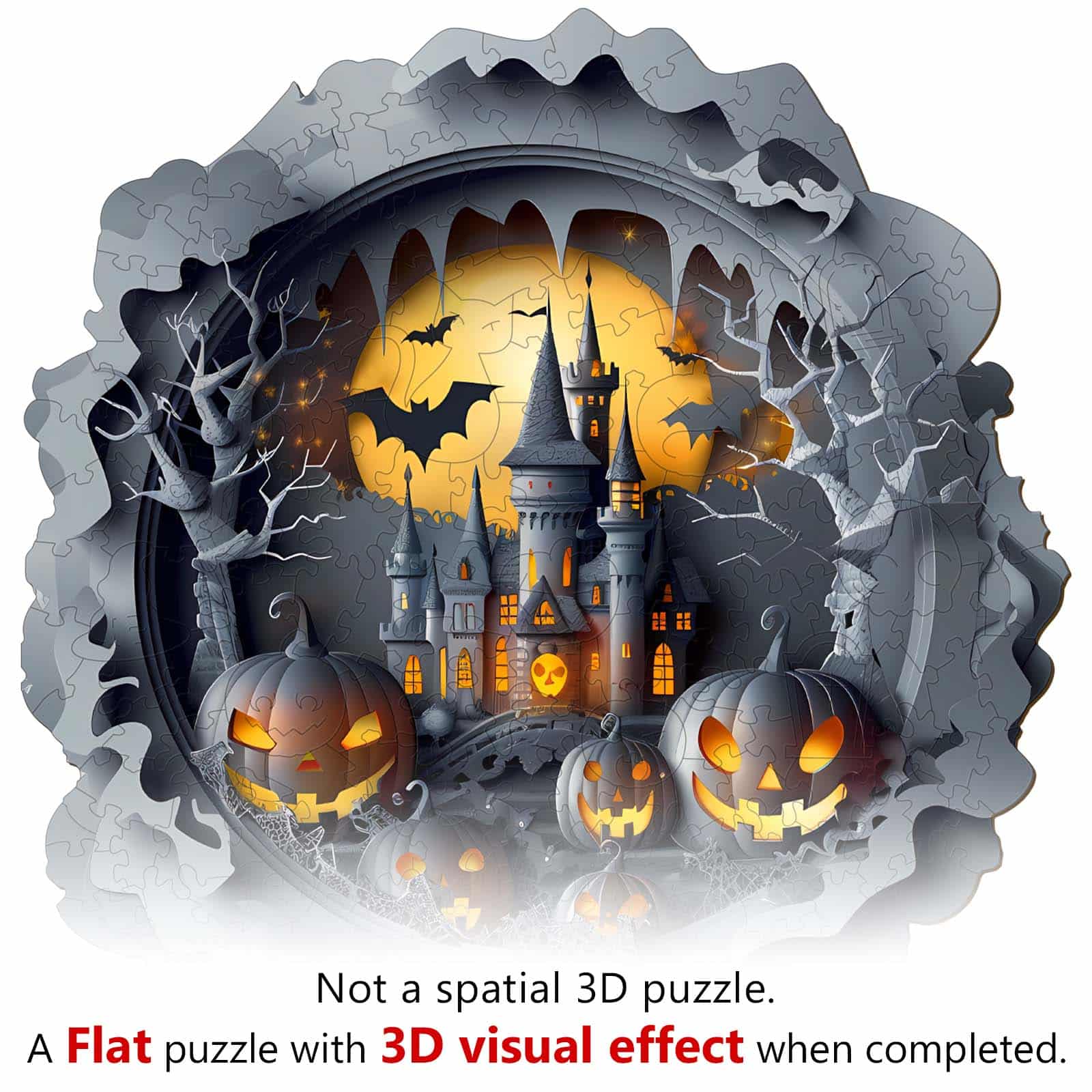 Wooden Jigsaw Puzzle-3D Halloween Castle - Image 9