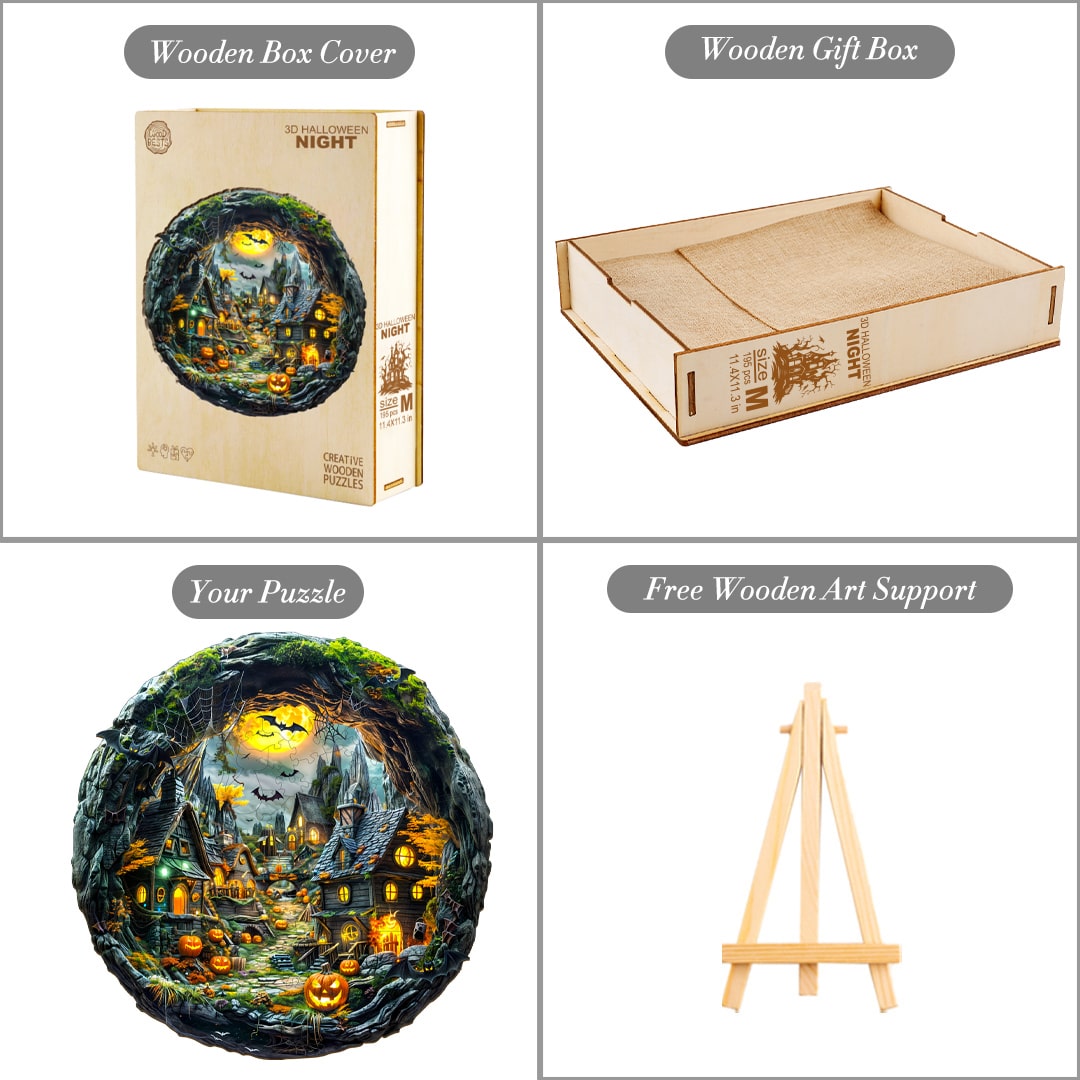 Wooden Jigsaw Puzzle-3D Halloween Night - Image 4