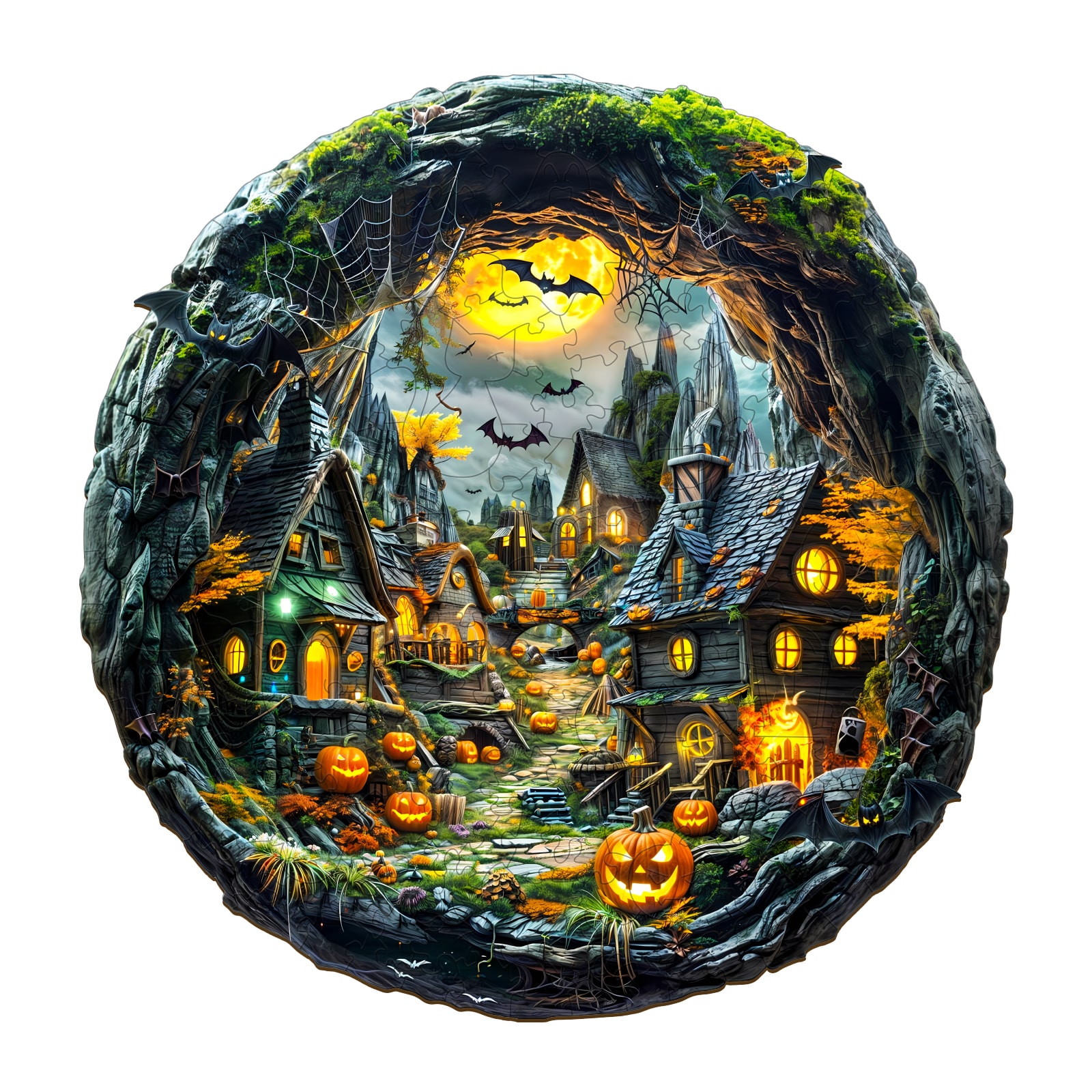 Wooden Jigsaw Puzzle-3D Halloween Night
