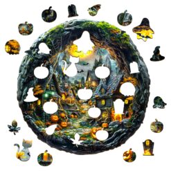 Alternative view of Wooden Jigsaw Puzzle-3D Halloween Night