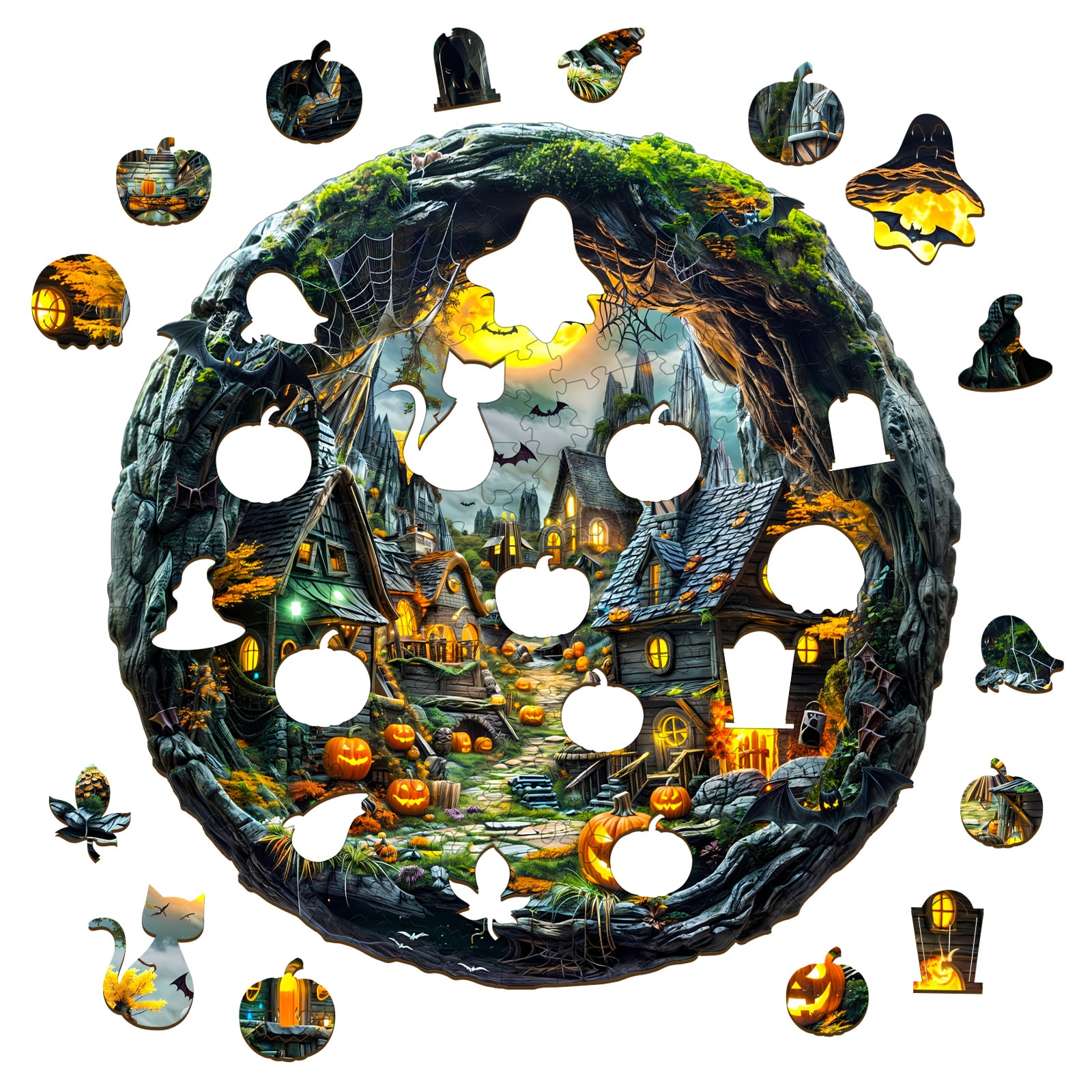 Wooden Jigsaw Puzzle-3D Halloween Night - Image 2