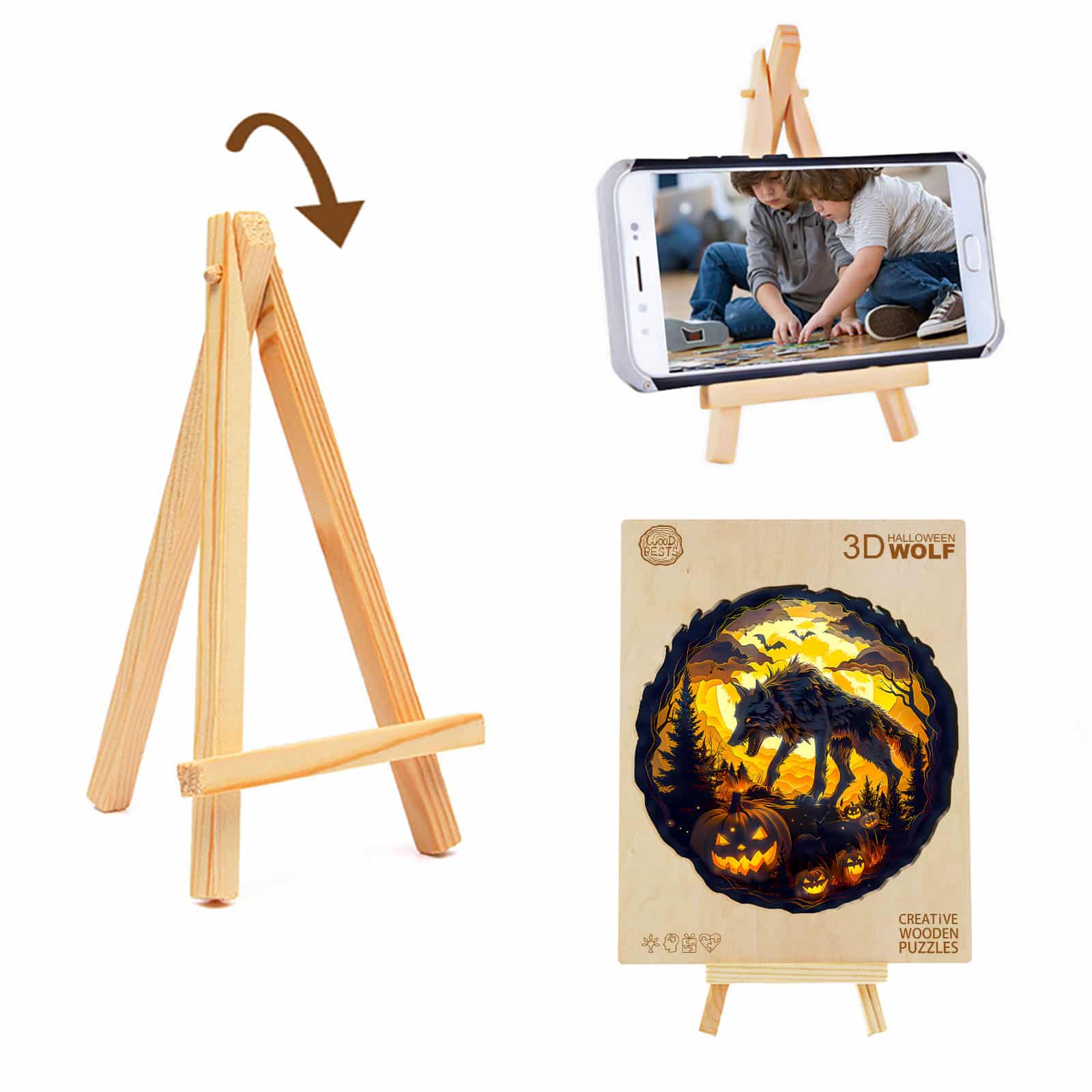 Wooden Jigsaw Puzzle-3D Halloween Wolf - Image 6