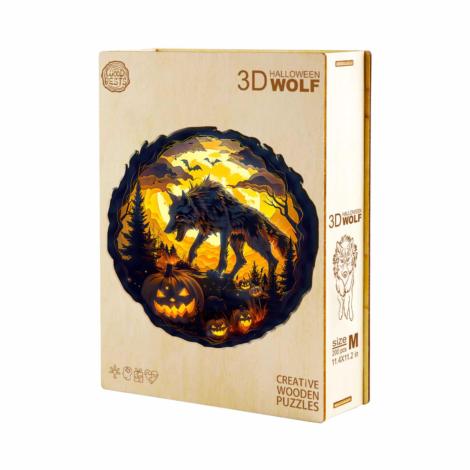 Wooden Jigsaw Puzzle-3D Halloween Wolf - Image 5