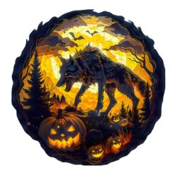 Wooden Jigsaw Puzzle-3D Halloween Wolf