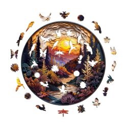 Alternative view of Wooden Jigsaw Puzzle-3D Sunset Forest