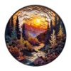 Wooden Jigsaw Puzzle-3D Sunset Forest
