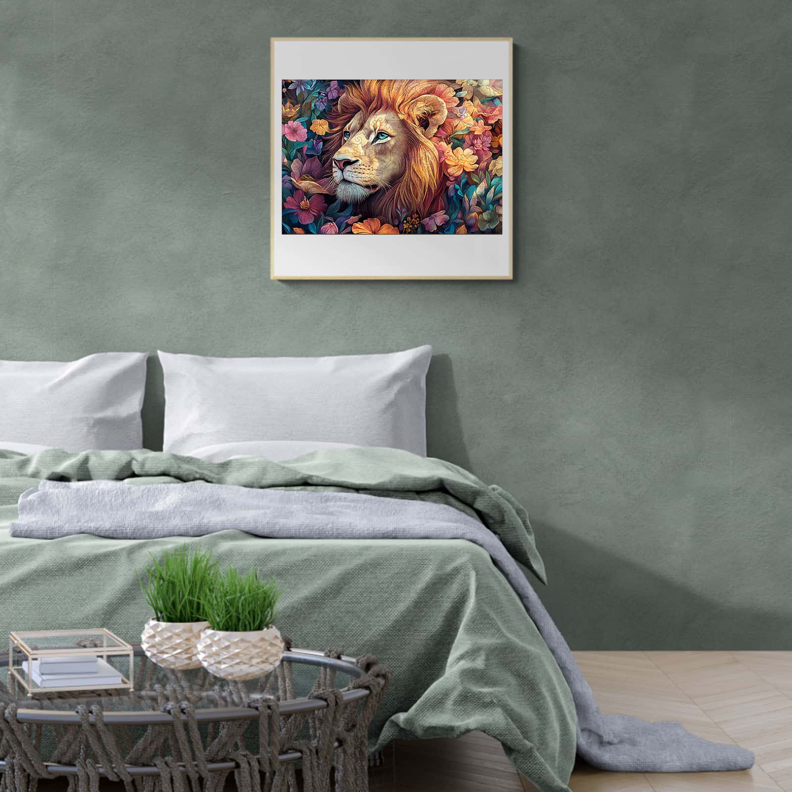 Wooden Jigsaw Puzzle - Blossom-Kissed Lion - Image 5