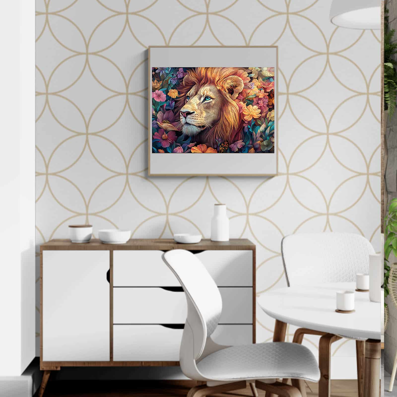 Wooden Jigsaw Puzzle - Blossom-Kissed Lion - Image 4