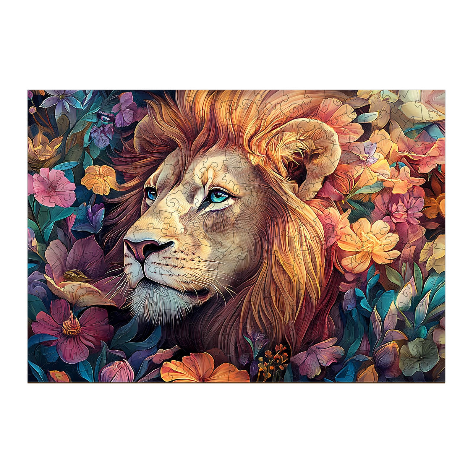Wooden Jigsaw Puzzle - Blossom-Kissed Lion