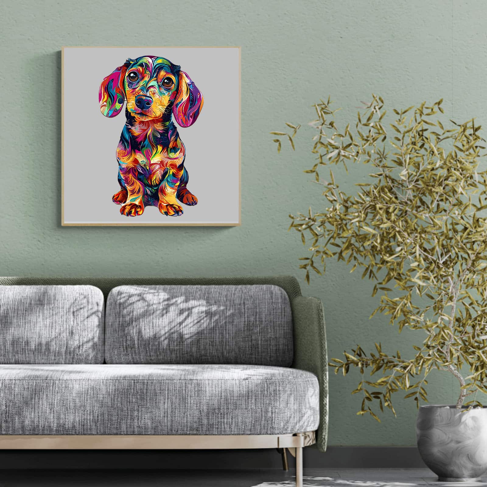 Wooden Jigsaw Puzzle-Colorful Dachshund - Image 4