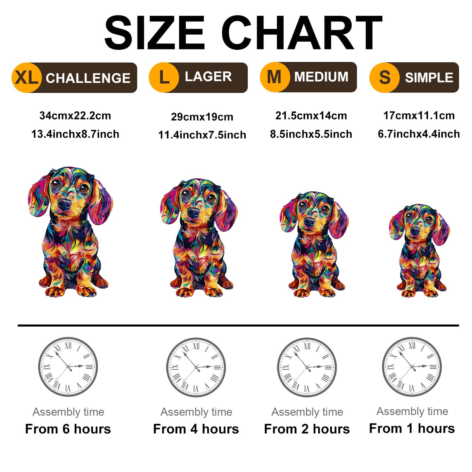 Wooden Jigsaw Puzzle-Colorful Dachshund - Image 3