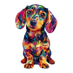 Wooden Jigsaw Puzzle-Colorful Dachshund