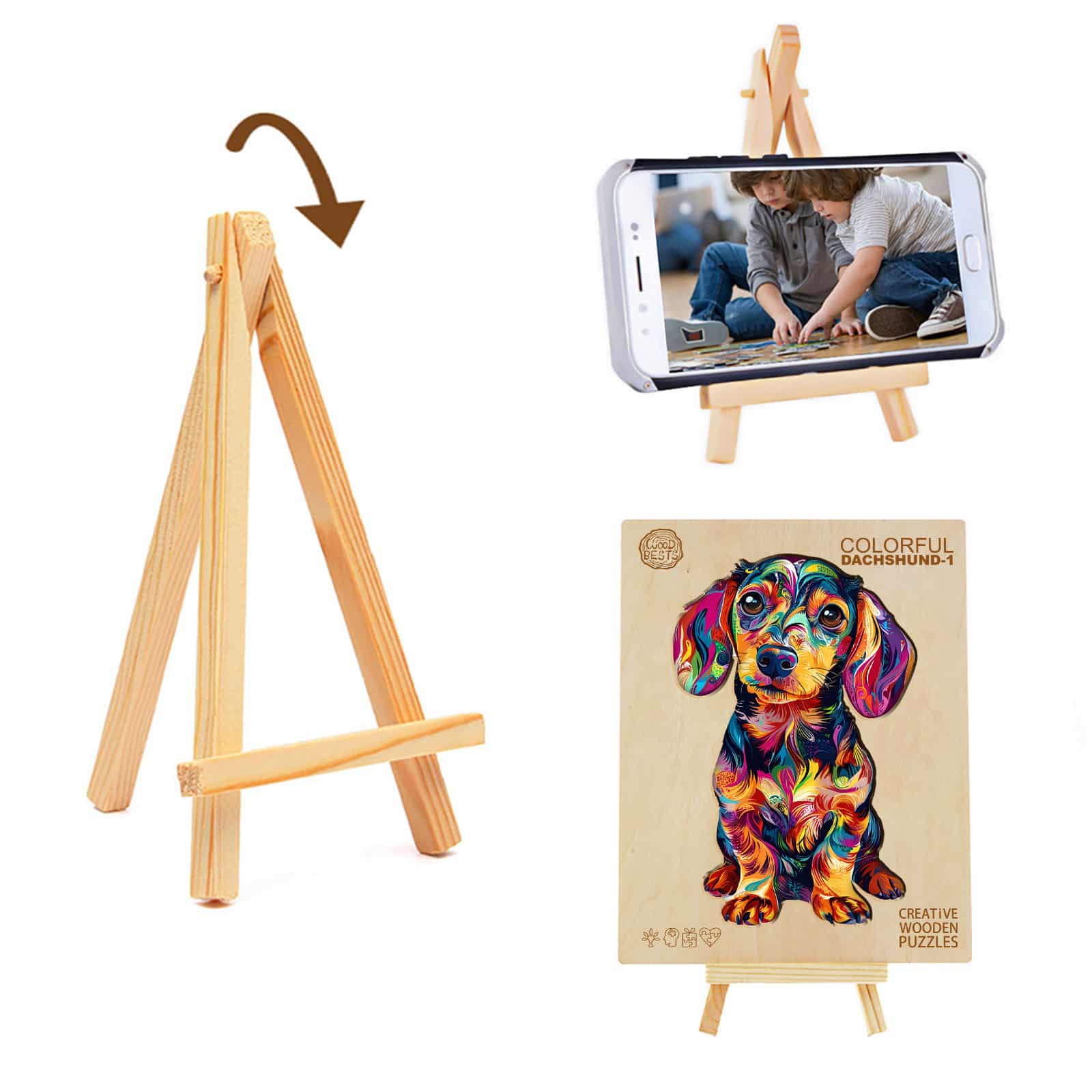 Wooden Jigsaw Puzzle-Colorful Dachshund - Image 7