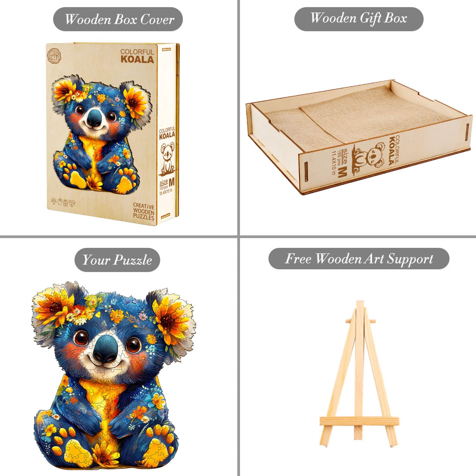 Wooden Jigsaw Puzzle - Colorful Koala - Image 4