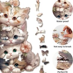 Alternative view of Wooden Jigsaw Puzzle-Cute Kitten