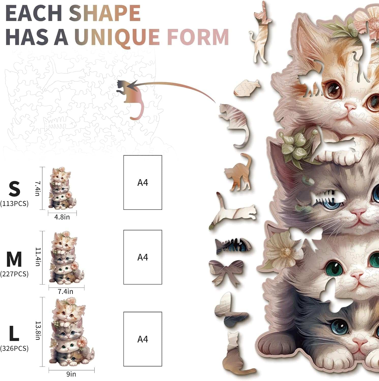 Wooden Jigsaw Puzzle-Cute Kitten - Image 3