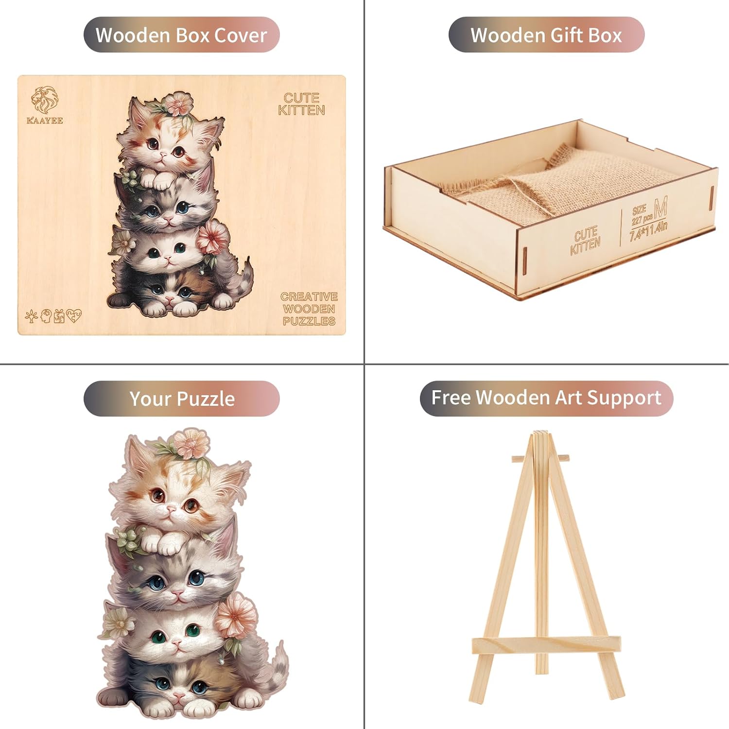 Wooden Jigsaw Puzzle-Cute Kitten - Image 4