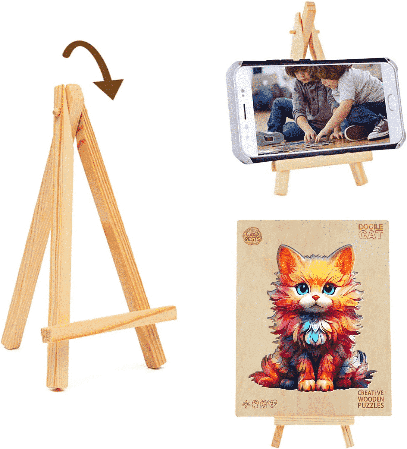 Wooden Jigsaw Puzzle-docile cat - Image 5