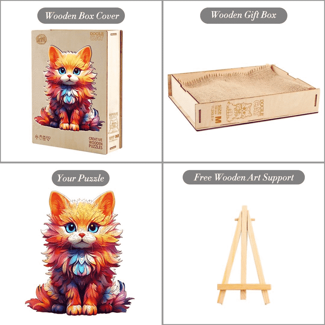 Wooden Jigsaw Puzzle-docile cat - Image 4
