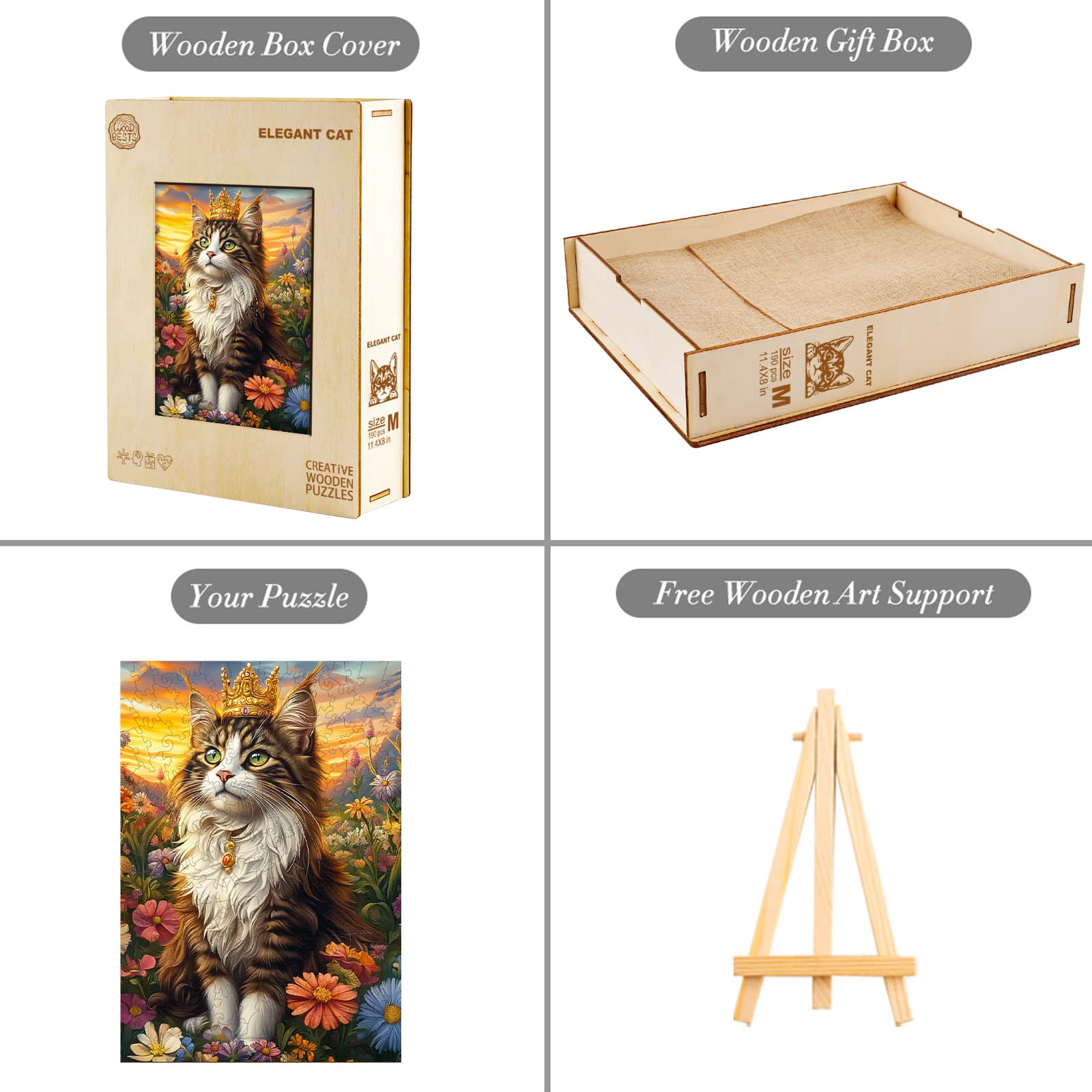 Wooden Jigsaw Puzzle-Elegant Cat - Image 4