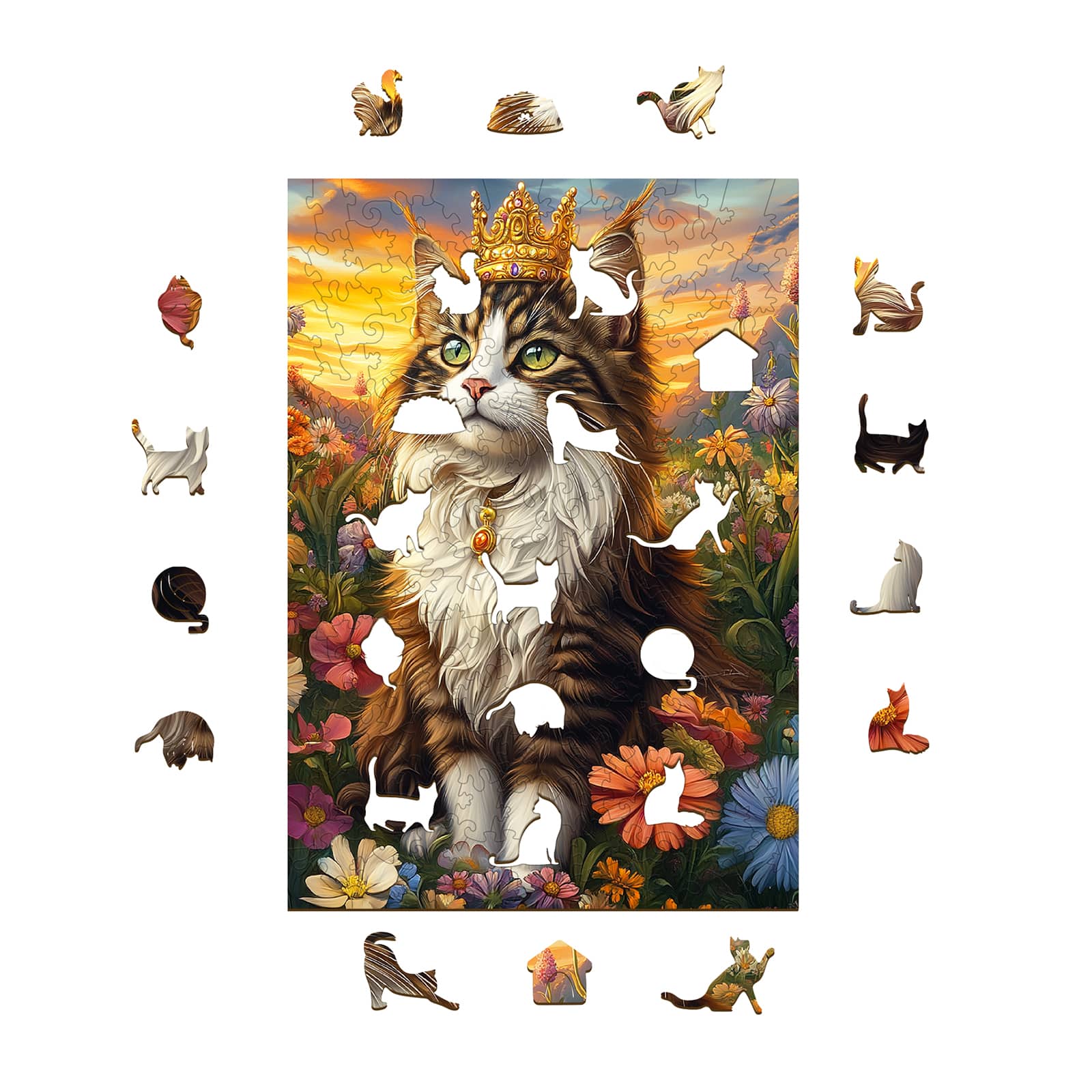 Wooden Jigsaw Puzzle-Elegant Cat - Image 2